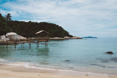 Scenic view of sea against cloudy sky