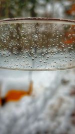 Close-up of water drops on rainy day