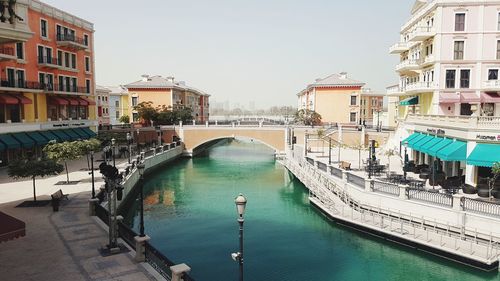 View of bridge over river in city