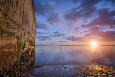 Scenic view of sea at sunset