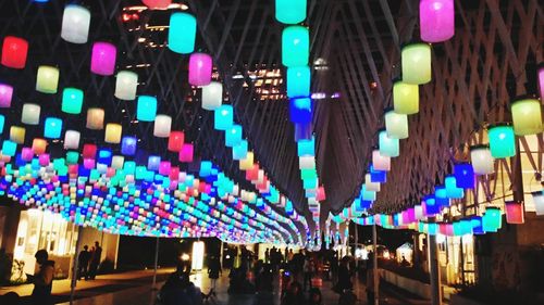 Illuminated lights at night