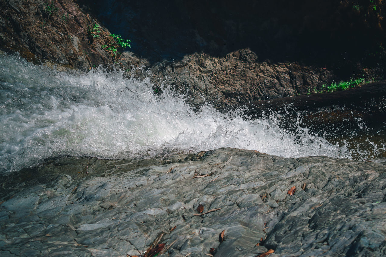 WAVES SPLASHING ON ROCKS