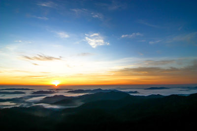 Scenic view of dramatic sky during sunset