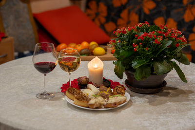 Close-up of food on table