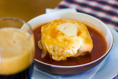 Close-up of breakfast on table