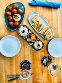 High angle view of food on table