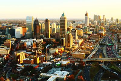 High angle view of city