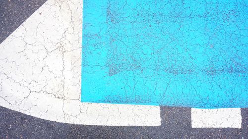 High angle view of blue crossing on street
