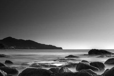 Scenic view of sea against clear sky