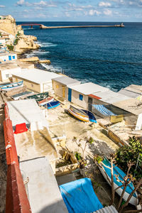 High angle view of beach against sky