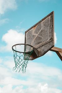 Low angle view of basketball hoop against sky