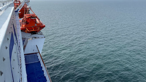 High angle view of boat in sea