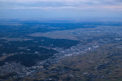 High angle view of cityscape against sky