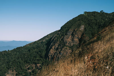 Scenic view of mountains against clear sky