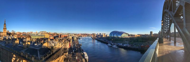 Panoramic view of city at riverbank