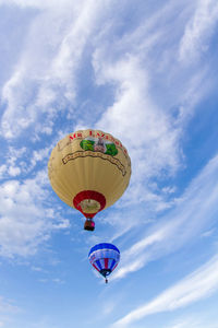 Low angle view of hot air balloon against sky