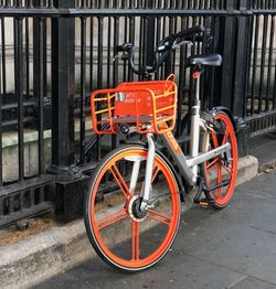 Bicycle parked on street