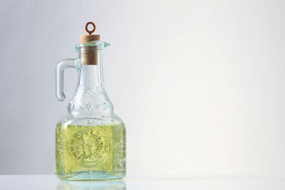 Cooking oil in the glass bottle