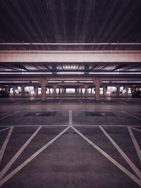 Empty parking lot at night