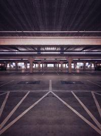 Empty parking lot at night