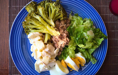 High angle view of meal served in plate