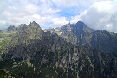 Panoramic view of mountain range against sky