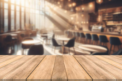 Close-up of empty wooden table
