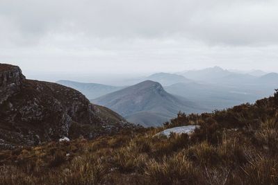 Scenic view of mountains against sky