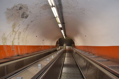 High angle view of escalator at subway