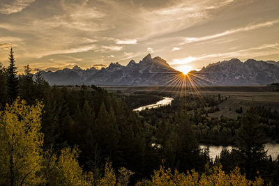 Scenic view of landscape against sky during sunset