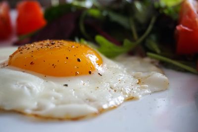 Close-up of breakfast served in plate