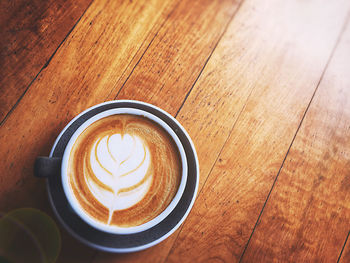 High angle view of coffee on table