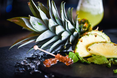 Close-up of vegetables in plate on table