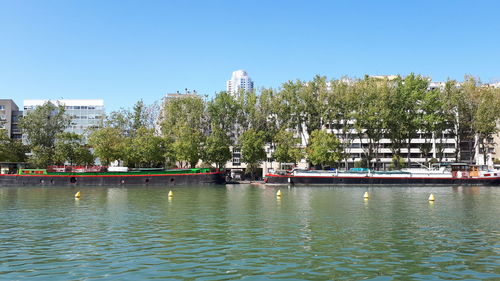 Scenic view of river against clear sky