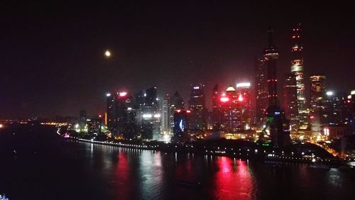 Illuminated city at night