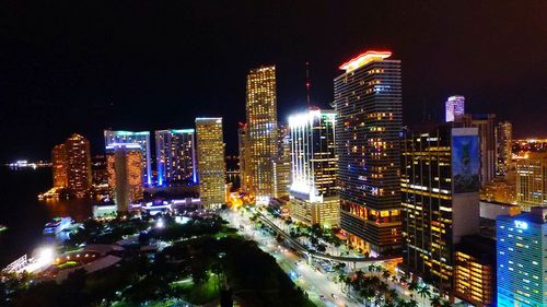 Illuminated city at night