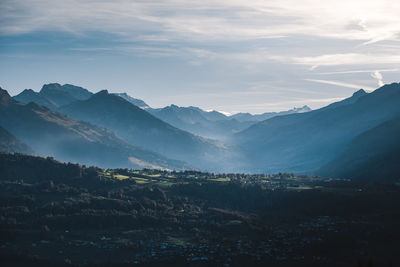 Scenic view of mountains against sky