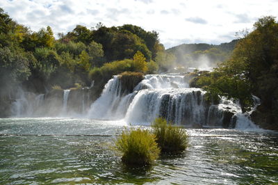 Scenic view of waterfall