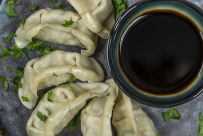 High angle view of food on table