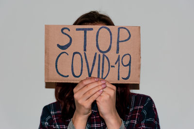 Low section of person with text