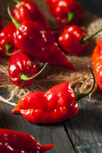Close-up of bell peppers on table