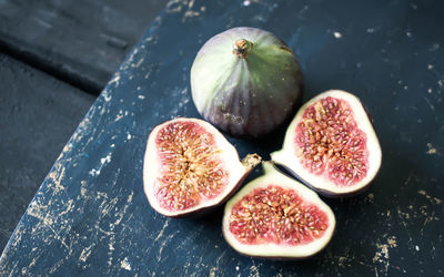 High angle view of fruits on table