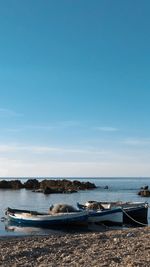 Scenic view of sea against blue sky