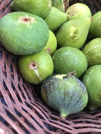 High angle view of figs in basket