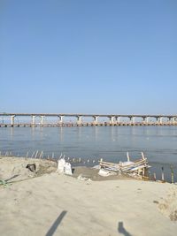 Scenic view of beach against clear sky