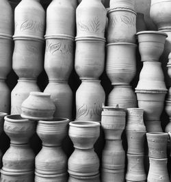 Full frame shot of stacked pots