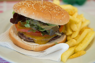 Close-up of burger