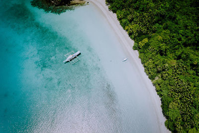 High angle view of surf on beach