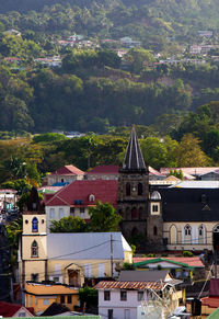 High angle view of townscape against sky