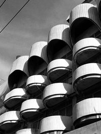 Low angle view of modern building against sky